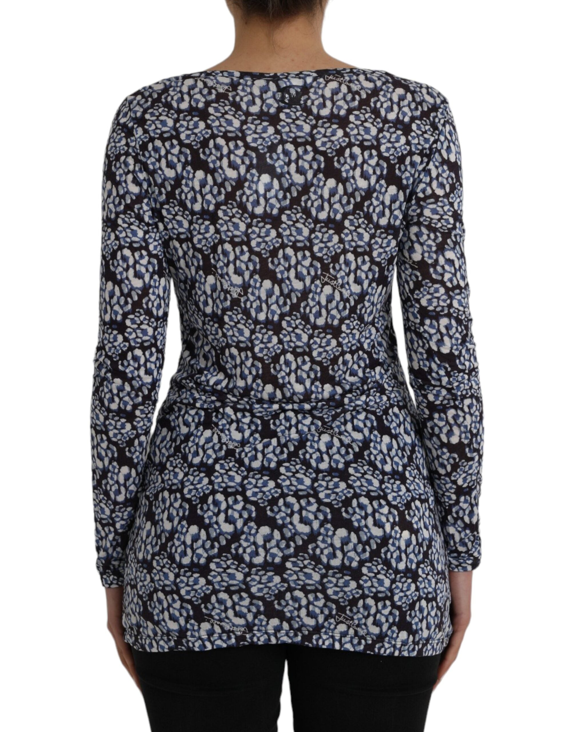 Just Cavalli Blue Floral Lace Long Sleeves Top Underwear Blouse -   -  Just Cavalli.