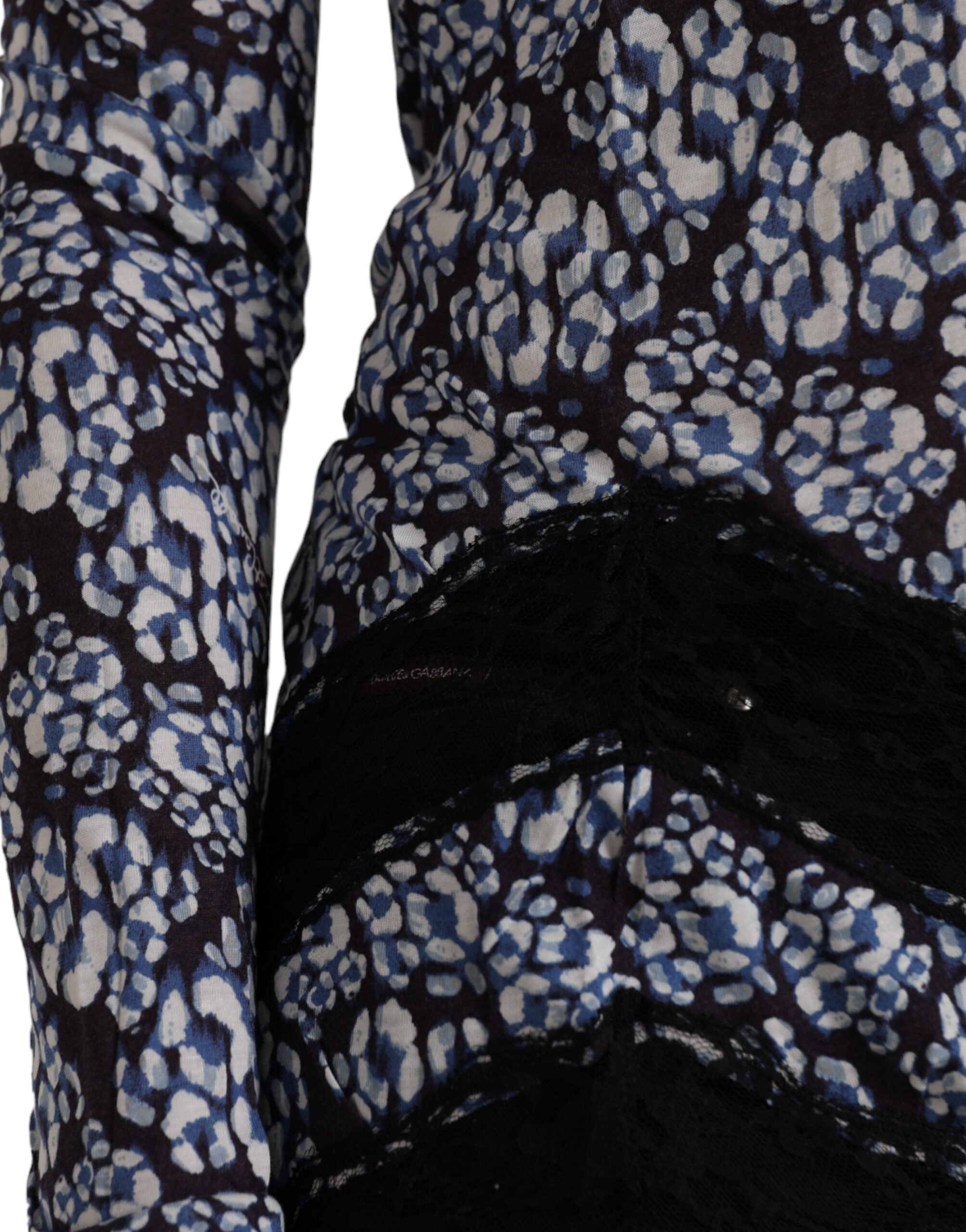 Just Cavalli Blue Floral Lace Long Sleeves Top Underwear Blouse -   -  Just Cavalli.