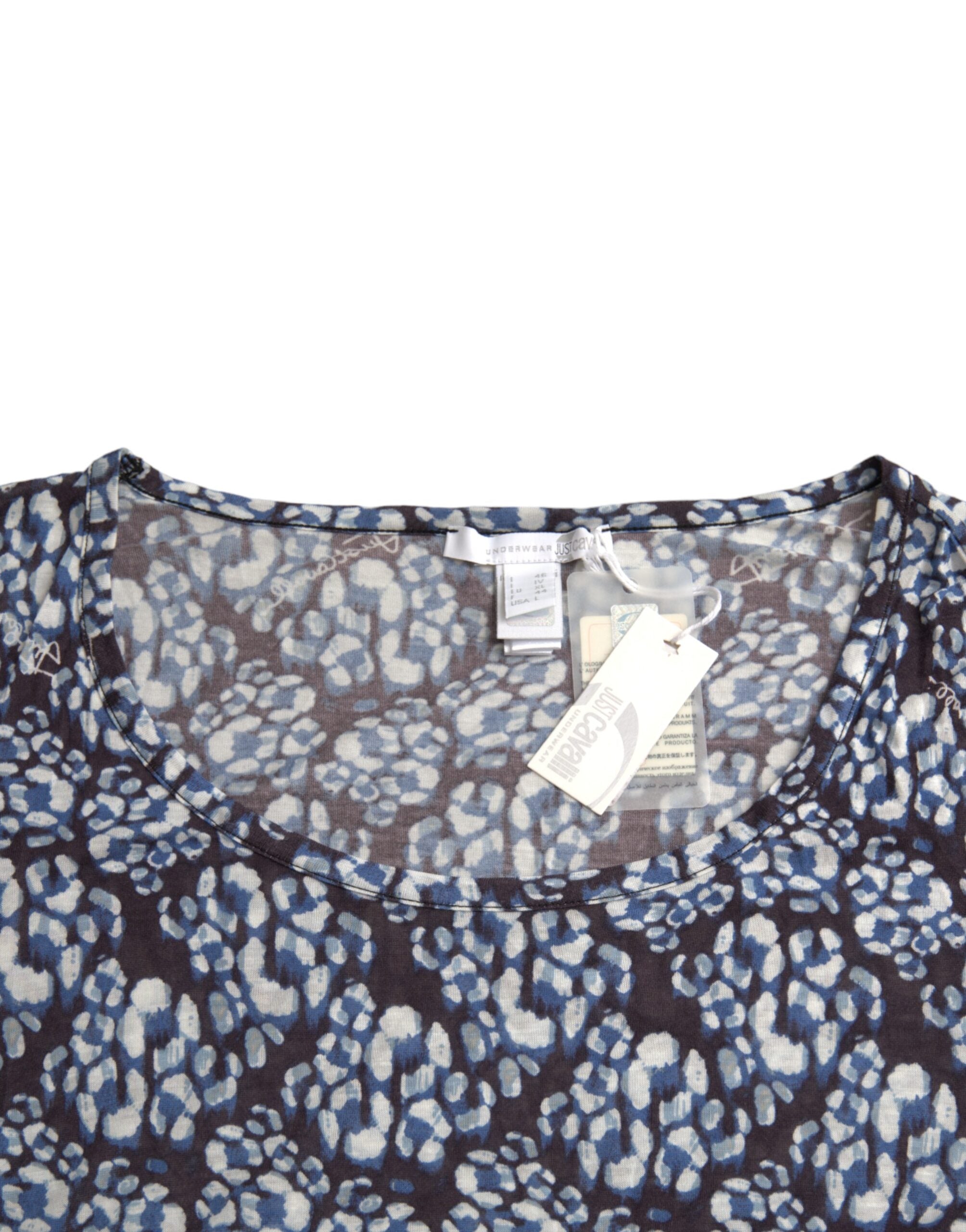 Just Cavalli Blue Floral Lace Long Sleeves Top Underwear Blouse -   -  Just Cavalli.