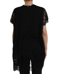 Dolce & Gabbana Black Sacred Heart Print Cotton Lace T-shirt -   -  Dolce & Gabbana.