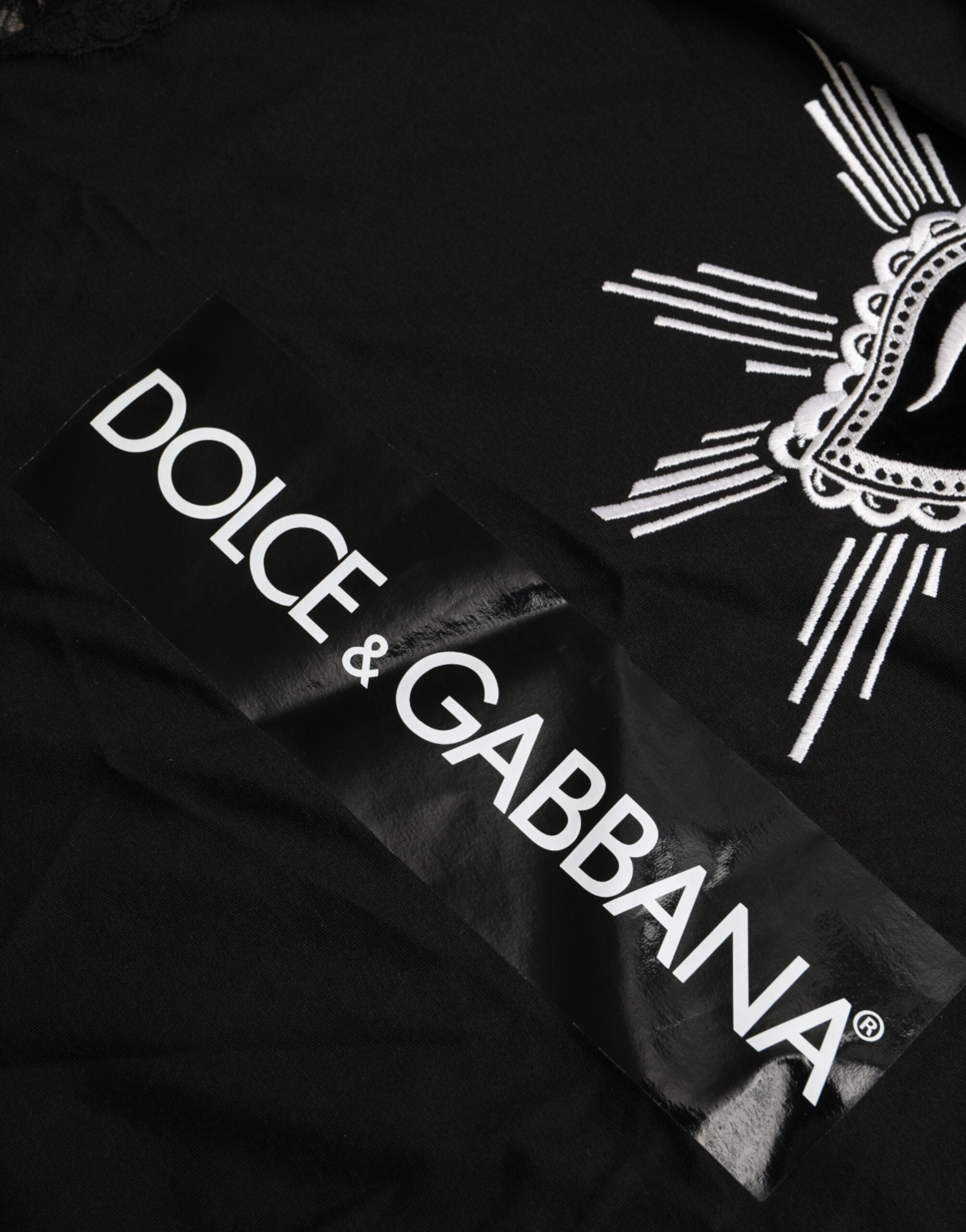 Dolce & Gabbana Black Sacred Heart Print Cotton Lace T-shirt -   -  Dolce & Gabbana.