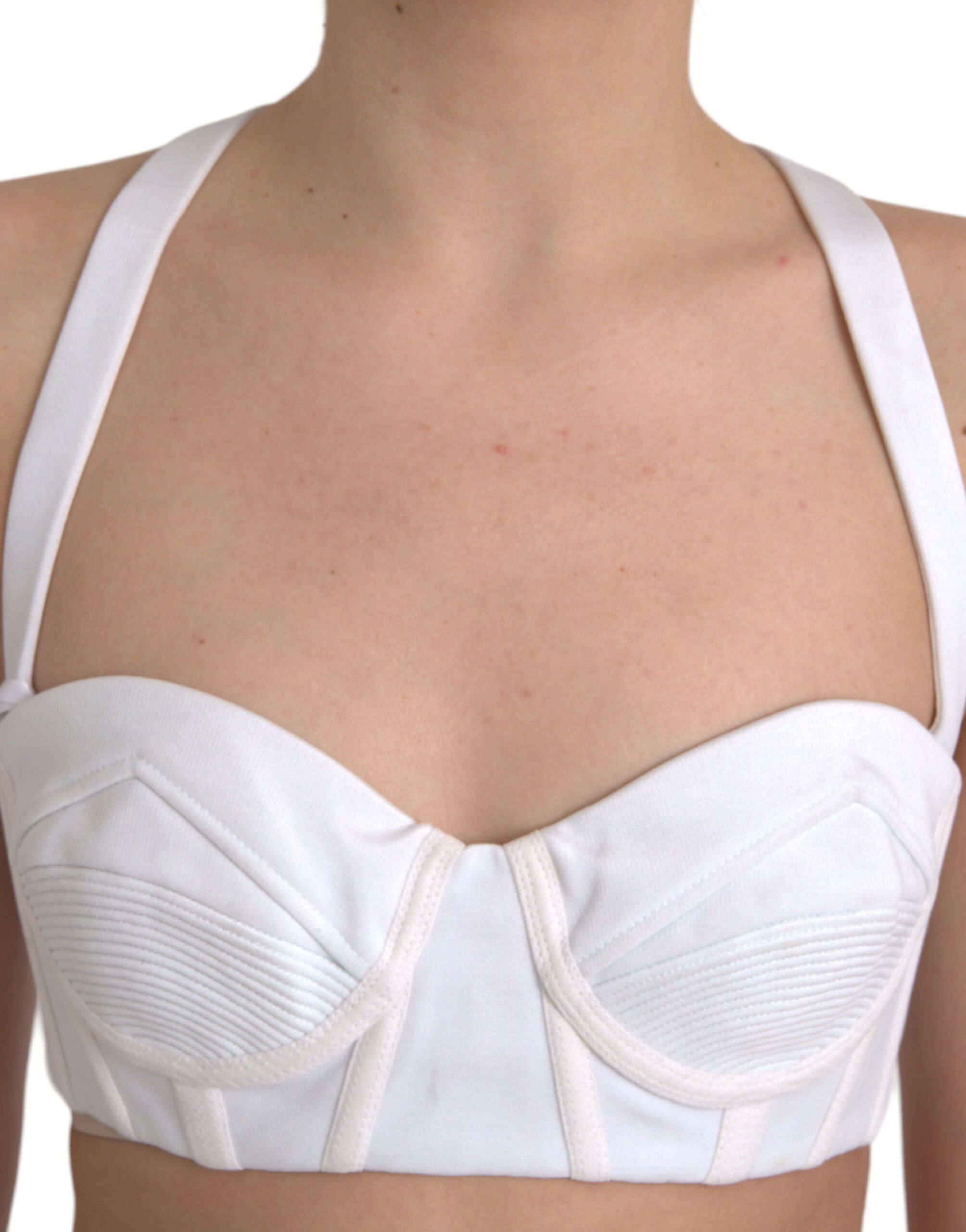 Versace White Viscose Bustier Sleeveless Cropped Top -   -  Versace.