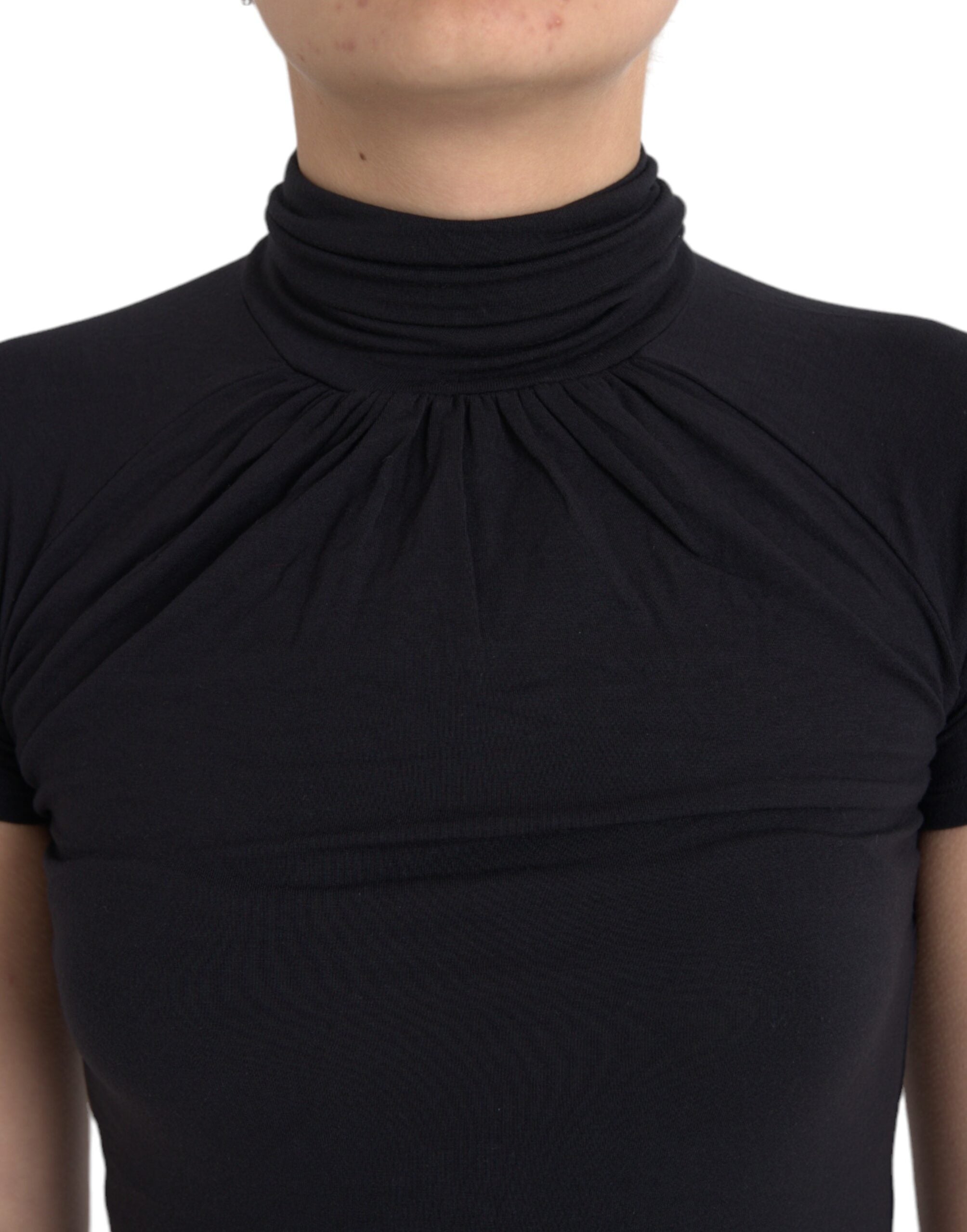 Costume National Black Turtleneck Viscose Short Sleeve Top -   -  Costume National.