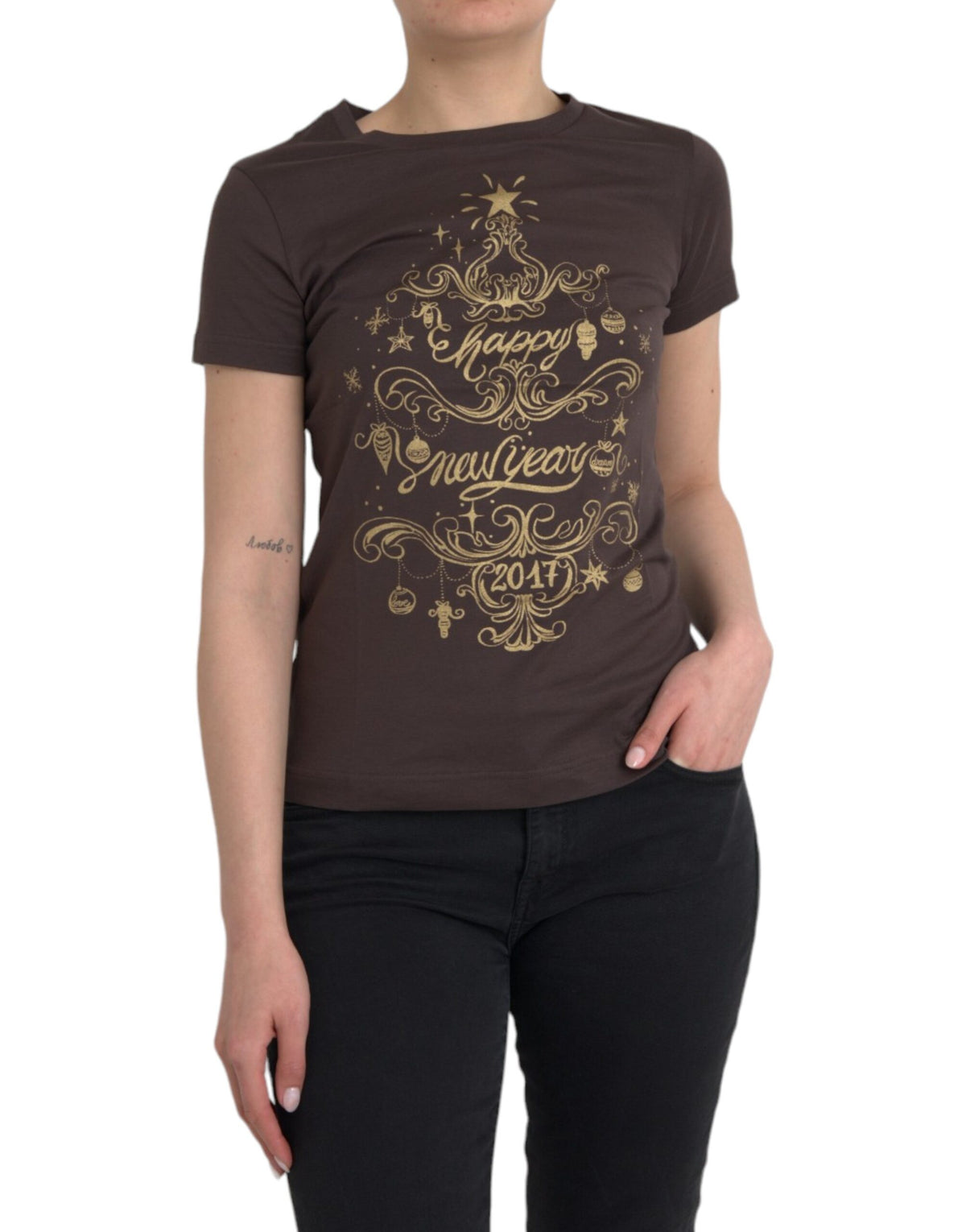 Dolce & Gabbana Brown Crewneck 2017 Motive Print T-shirt -   -  Dolce & Gabbana.