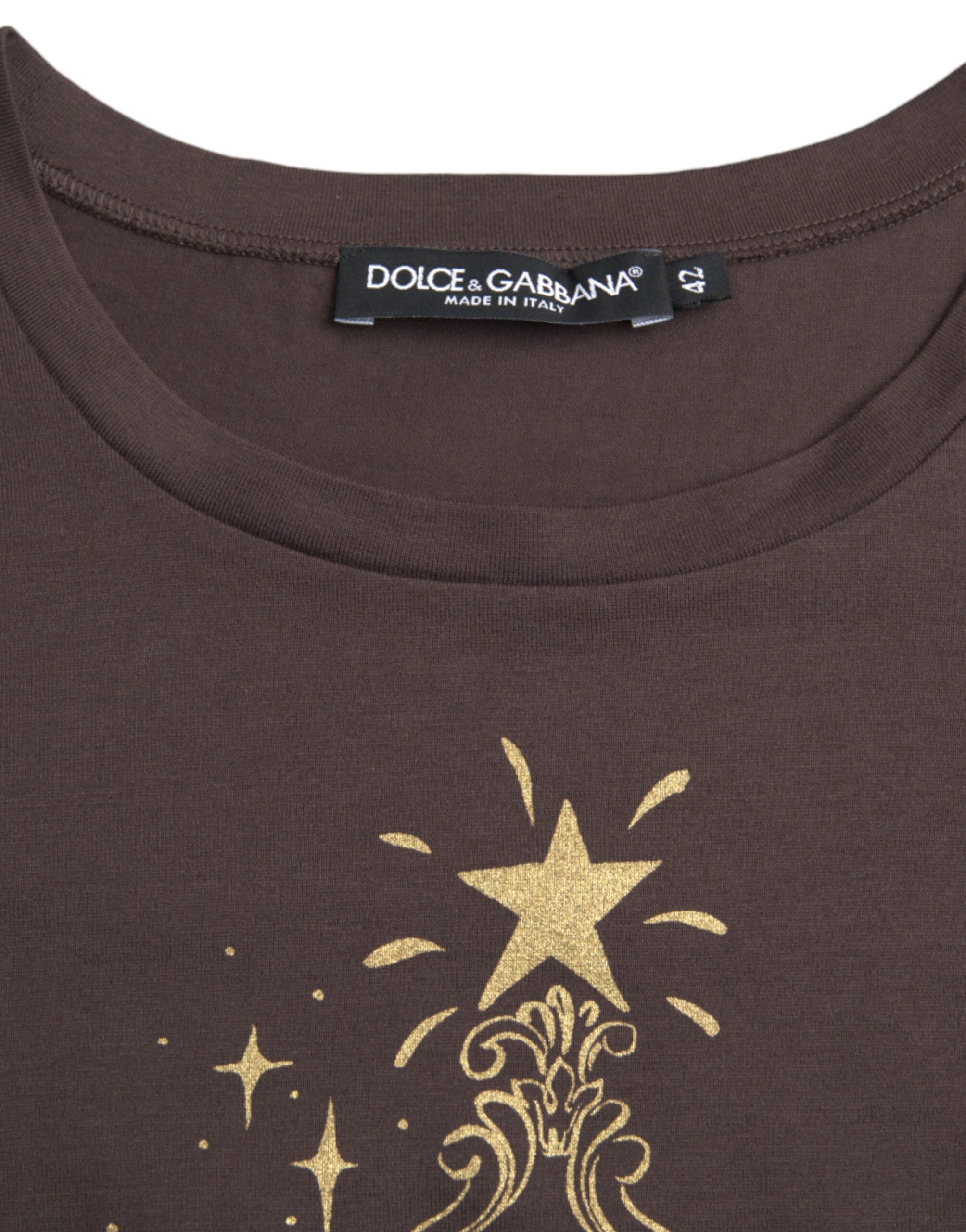 Dolce & Gabbana Brown Crewneck 2017 Motive Print T-shirt -   -  Dolce & Gabbana.