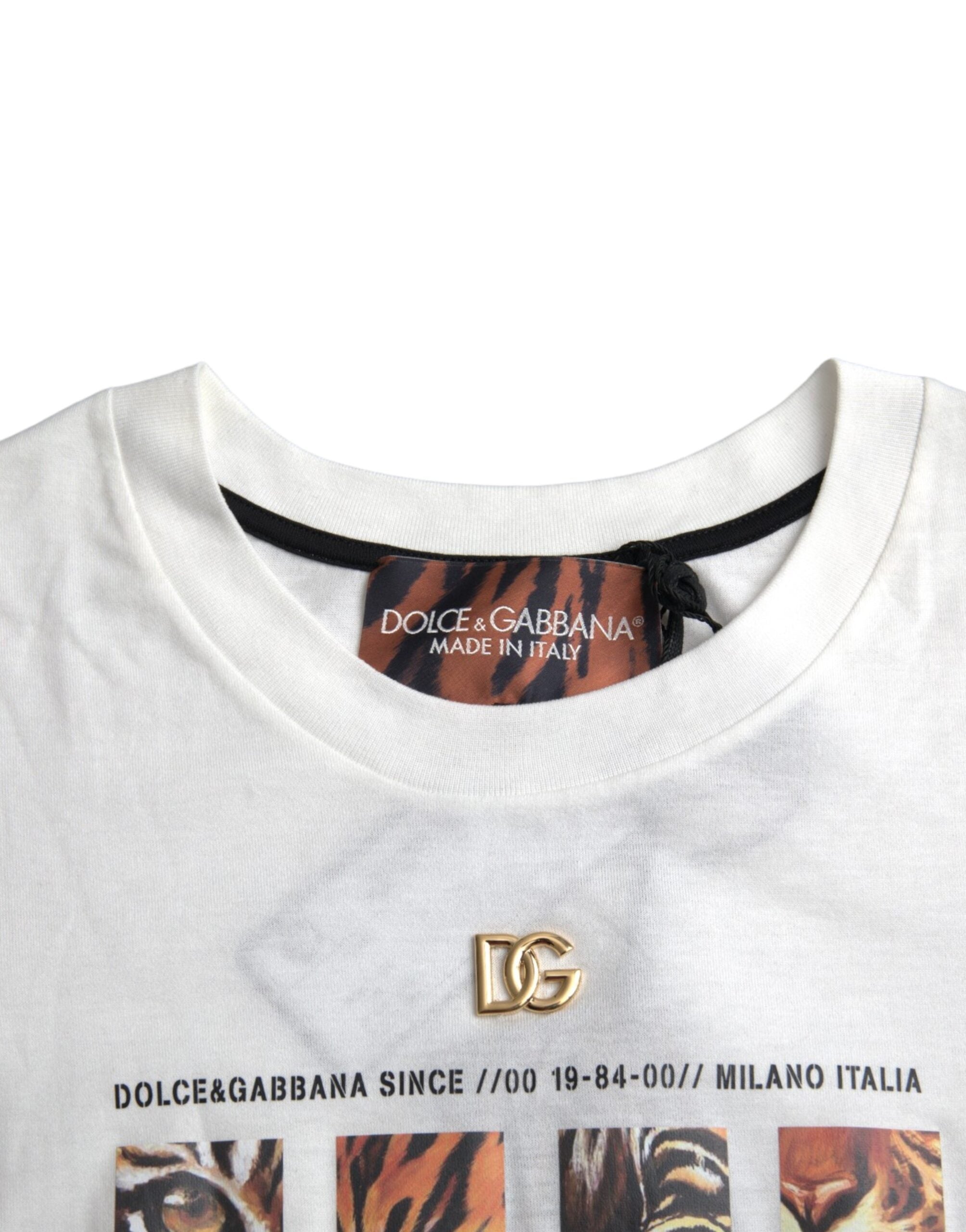 Dolce & Gabbana White Cotton Short Sleeves Crew Neck T-shirt -   -  Dolce & Gabbana.