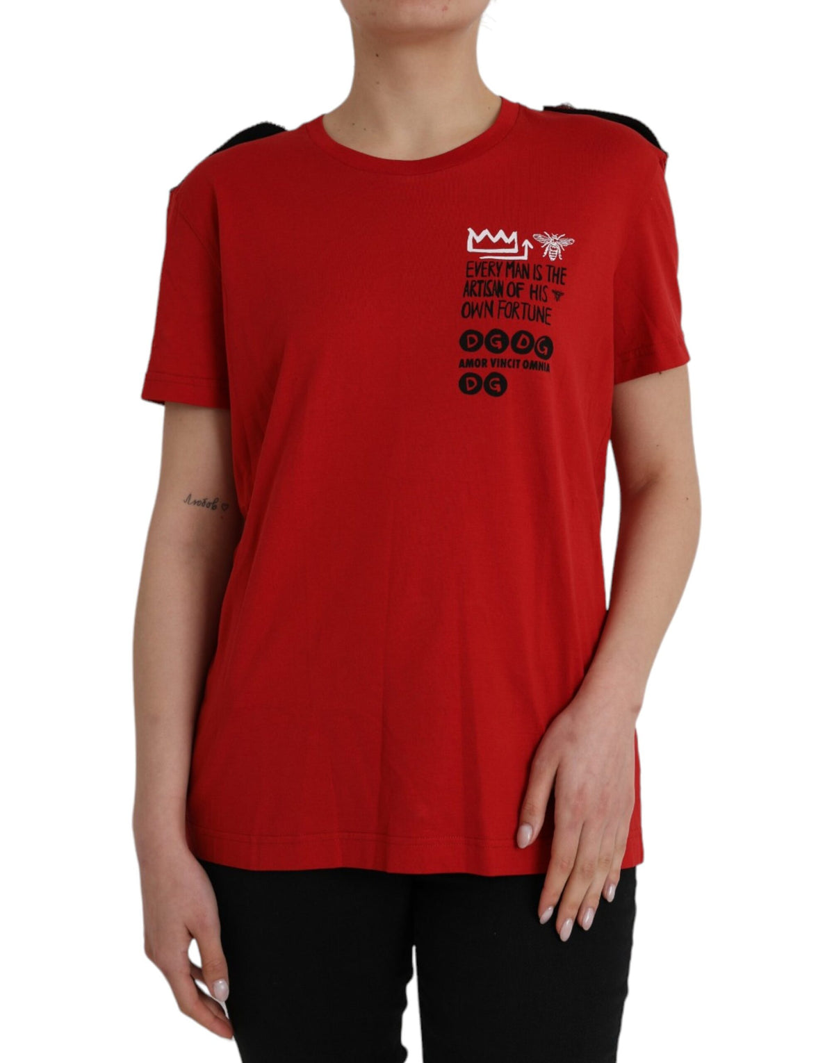Dolce & Gabbana Red Cotton Graphic Print Crew Neck T-shirt -   -  Dolce & Gabbana.
