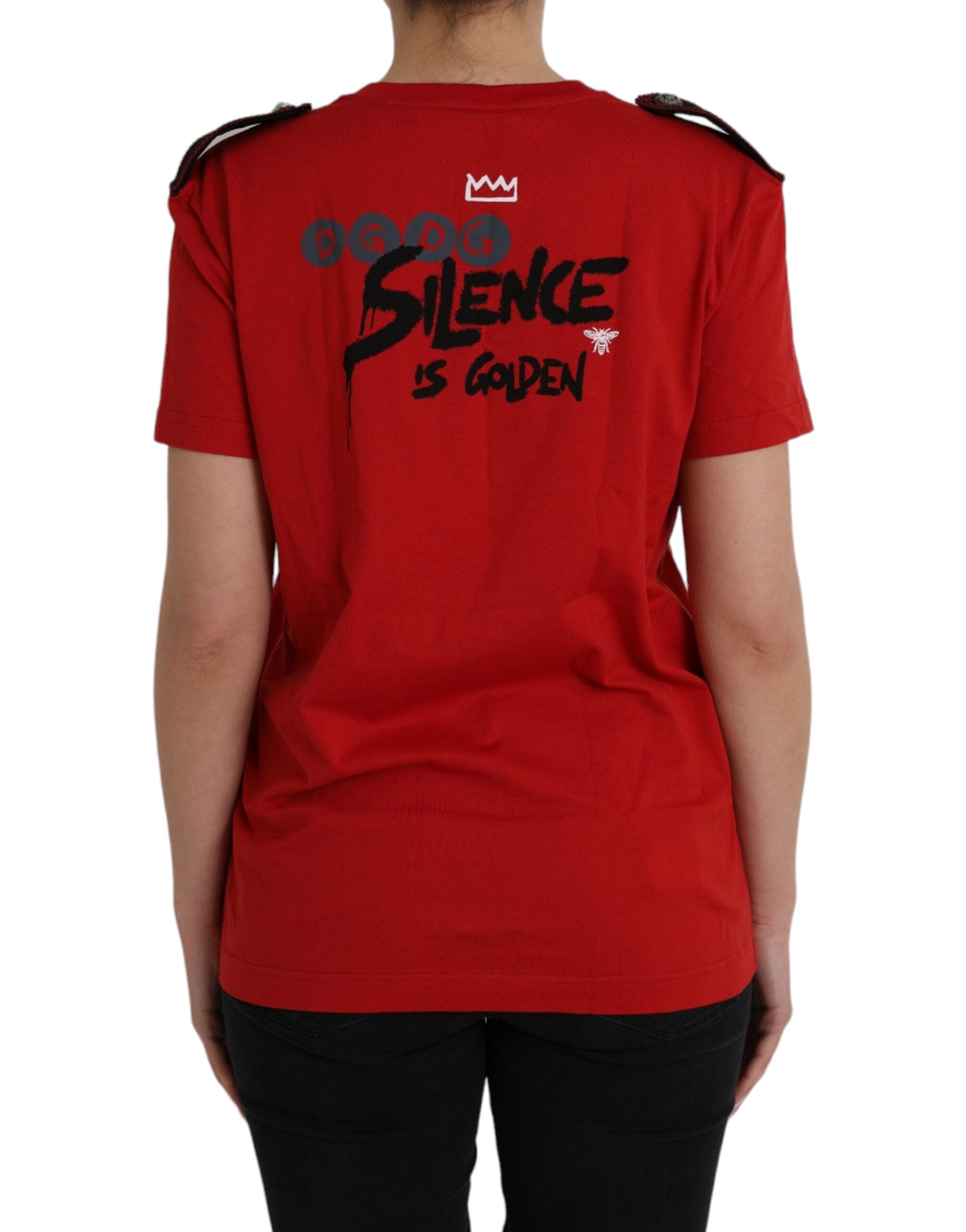 Dolce & Gabbana Red Cotton Graphic Print Crew Neck T-shirt -   -  Dolce & Gabbana.
