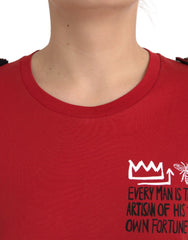 Dolce & Gabbana Red Cotton Graphic Print Crew Neck T-shirt -   -  Dolce & Gabbana.