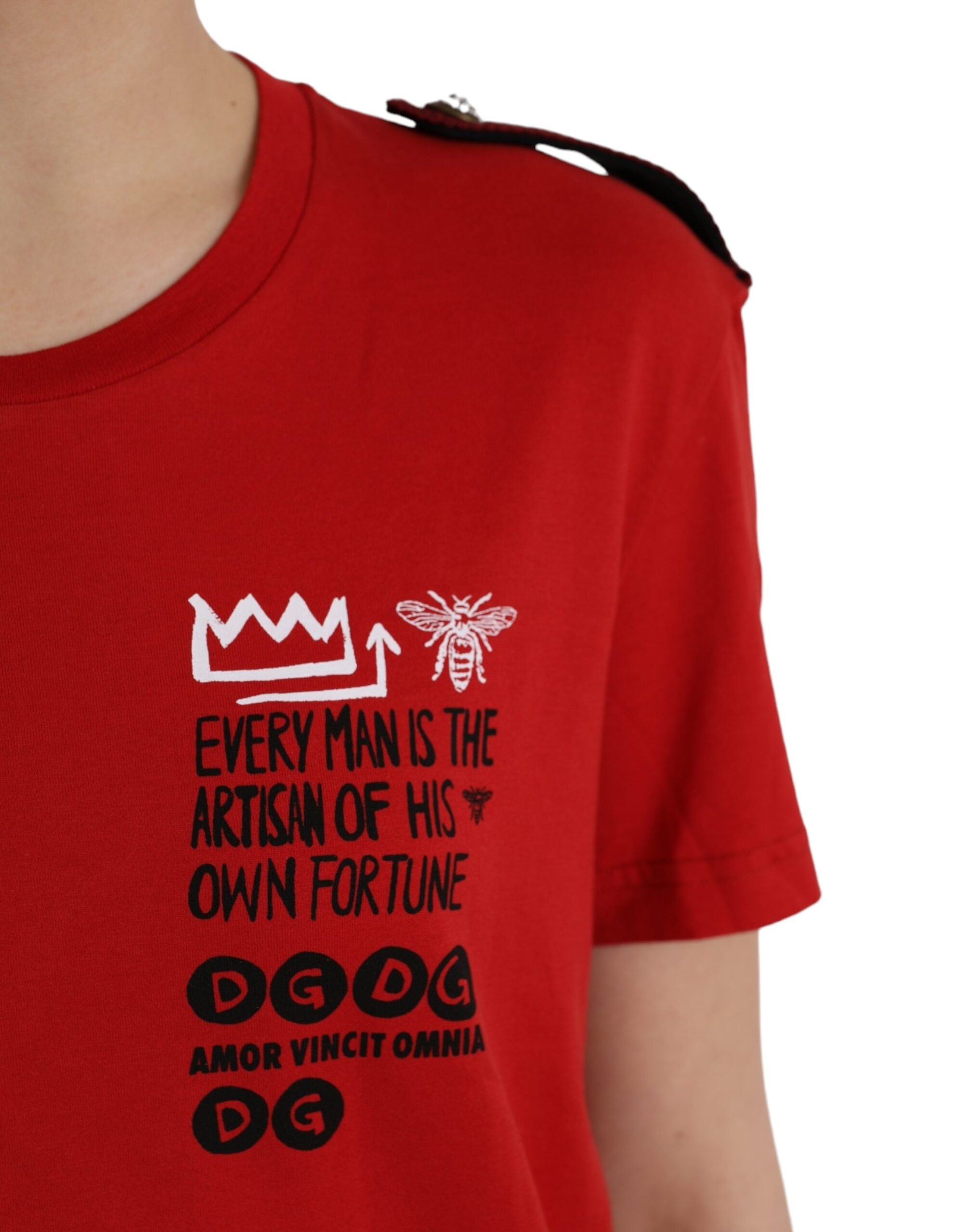 Dolce & Gabbana Red Cotton Graphic Print Crew Neck T-shirt -   -  Dolce & Gabbana.