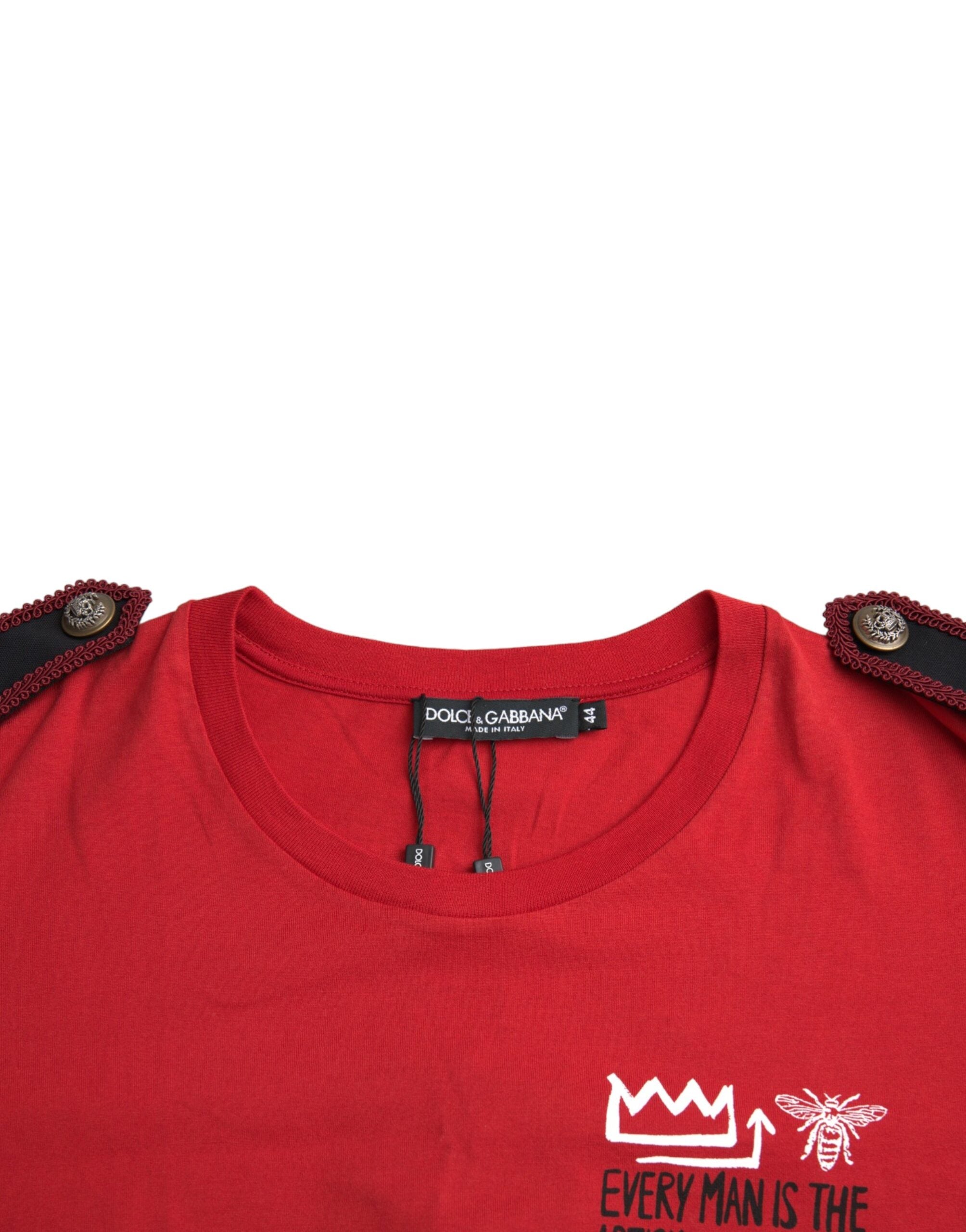 Dolce & Gabbana Red Cotton Graphic Print Crew Neck T-shirt -   -  Dolce & Gabbana.
