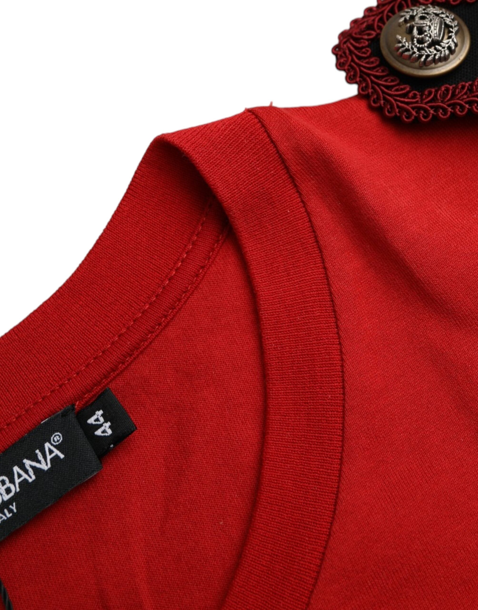 Dolce & Gabbana Red Cotton Graphic Print Crew Neck T-shirt -   -  Dolce & Gabbana.