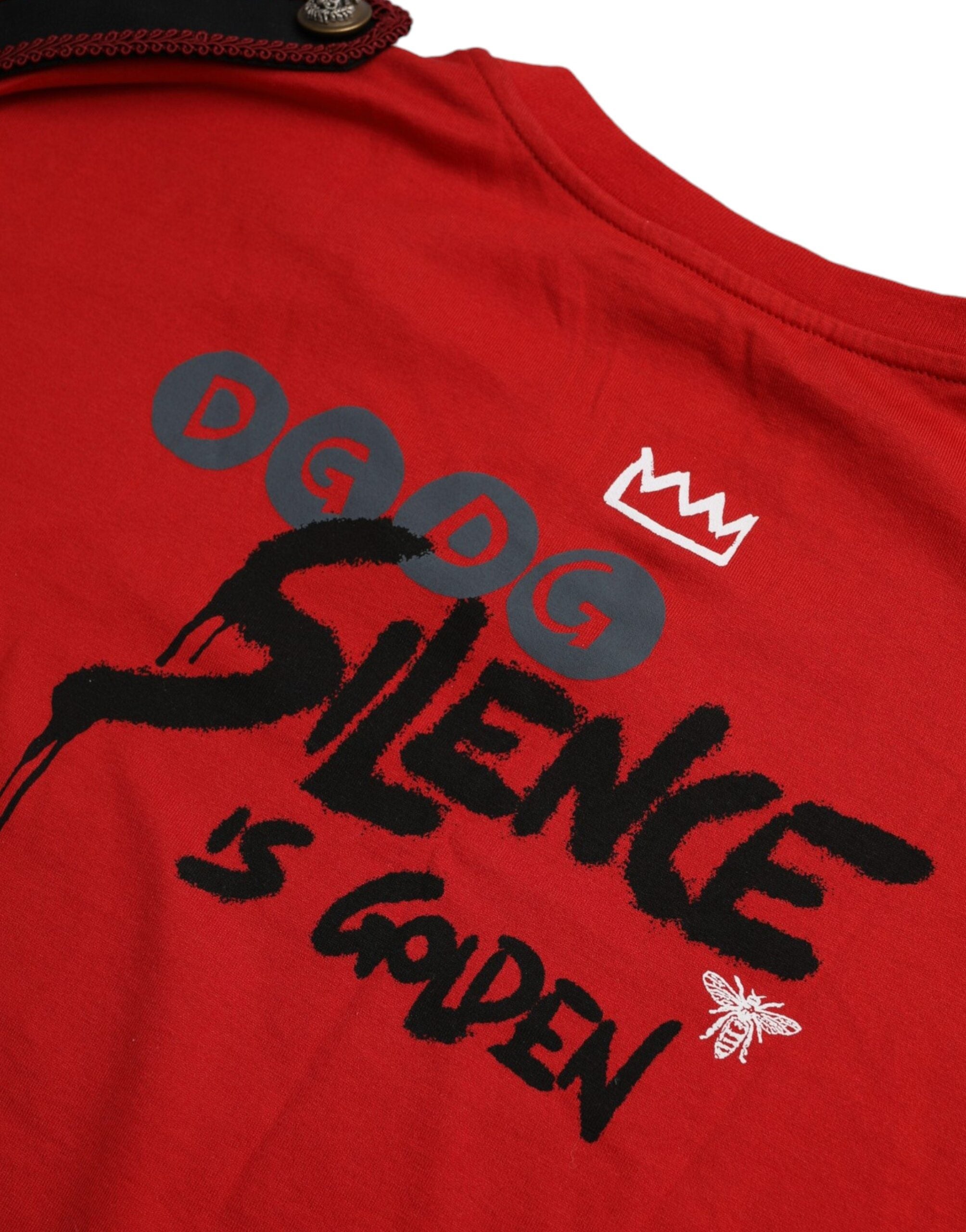 Dolce & Gabbana Red Cotton Graphic Print Crew Neck T-shirt -   -  Dolce & Gabbana.