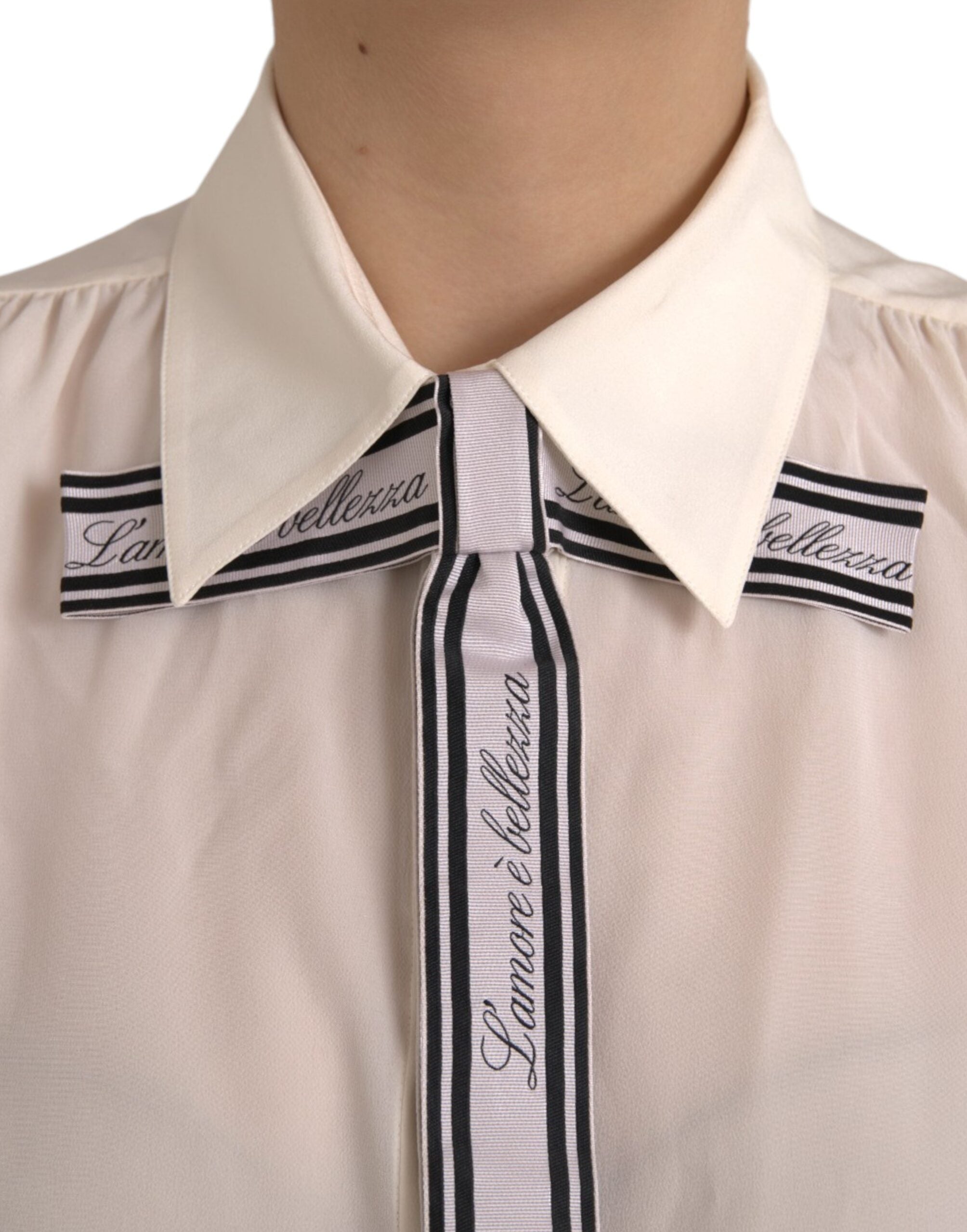 Dolce & Gabbana Off White Long Sleeve Button Down Blouse Top -   -  Dolce & Gabbana.