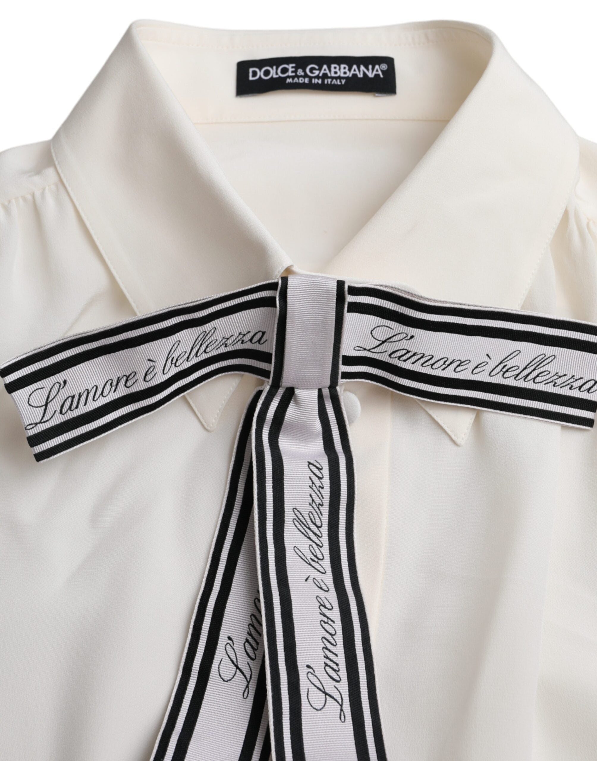 Dolce & Gabbana Off White Long Sleeve Button Down Blouse Top -   -  Dolce & Gabbana.