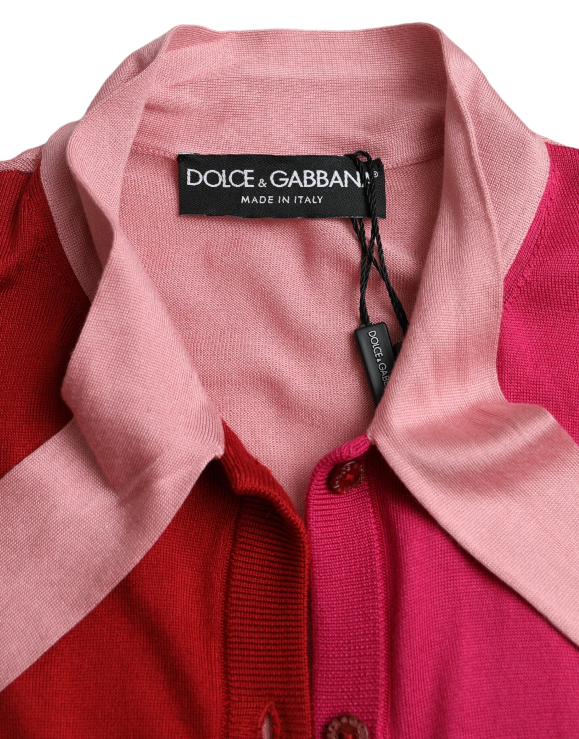 Dolce & Gabbana Pink Short Sleeves Pullover Ascot Collar Top -   -  Dolce & Gabbana.