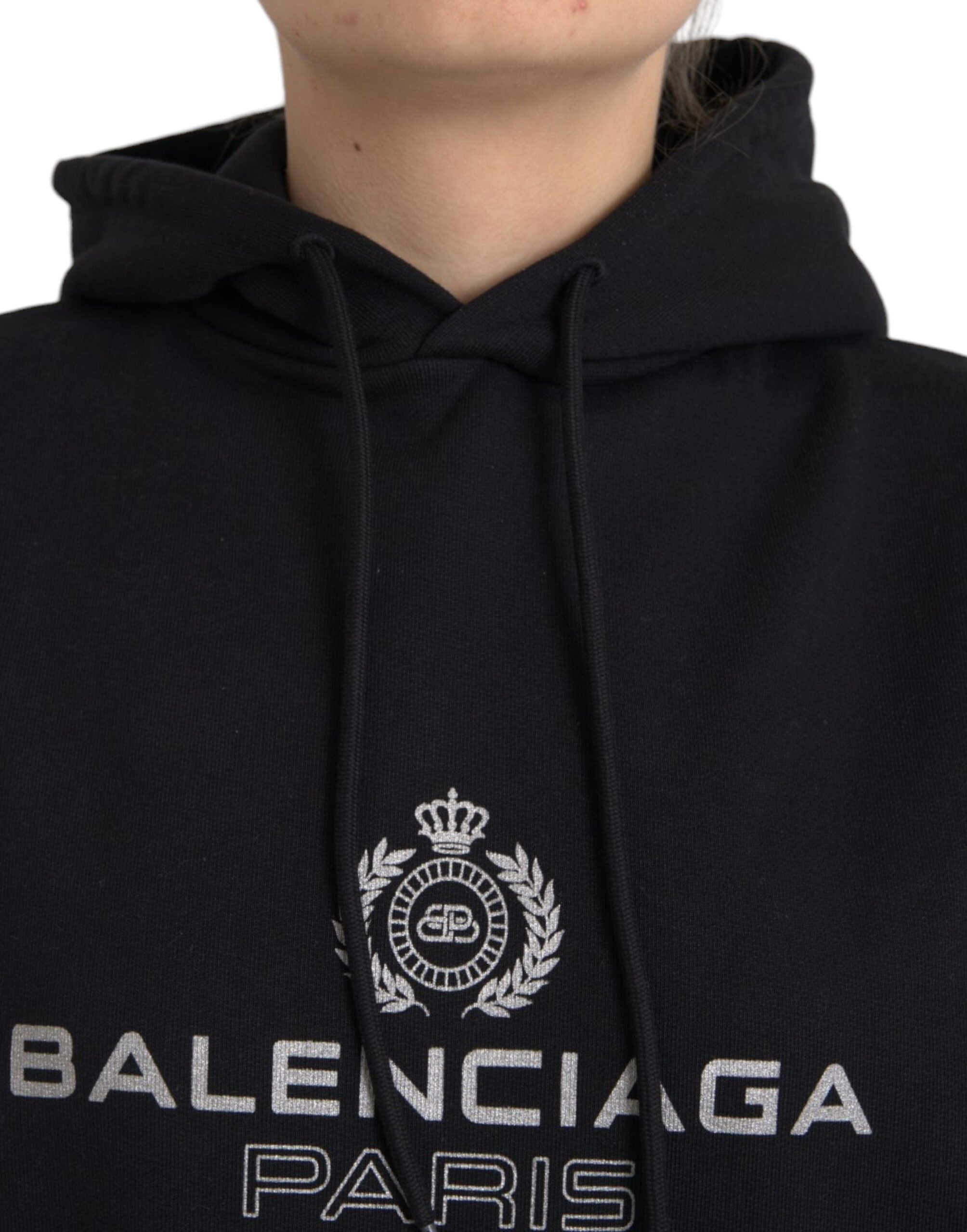 Balenciaga Black Cotton Logo Hooded Pullover Sweatshirt Sweater -   -  Balenciaga.