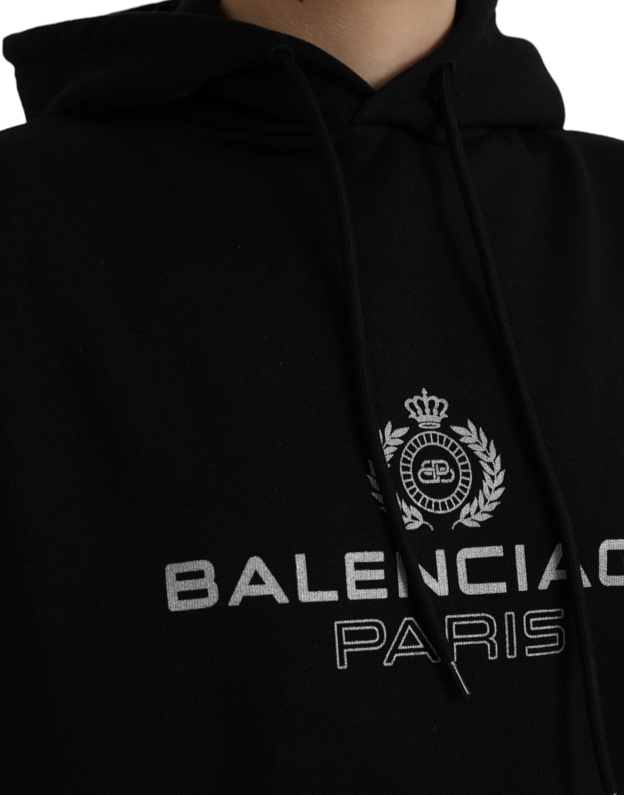Balenciaga Black Cotton Logo Hooded Pullover Sweatshirt Sweater -   -  Balenciaga.