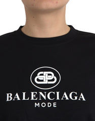 Balenciaga Black Cotton Logo Crew Neck Short Sleeves T-shirt -   -  Balenciaga.