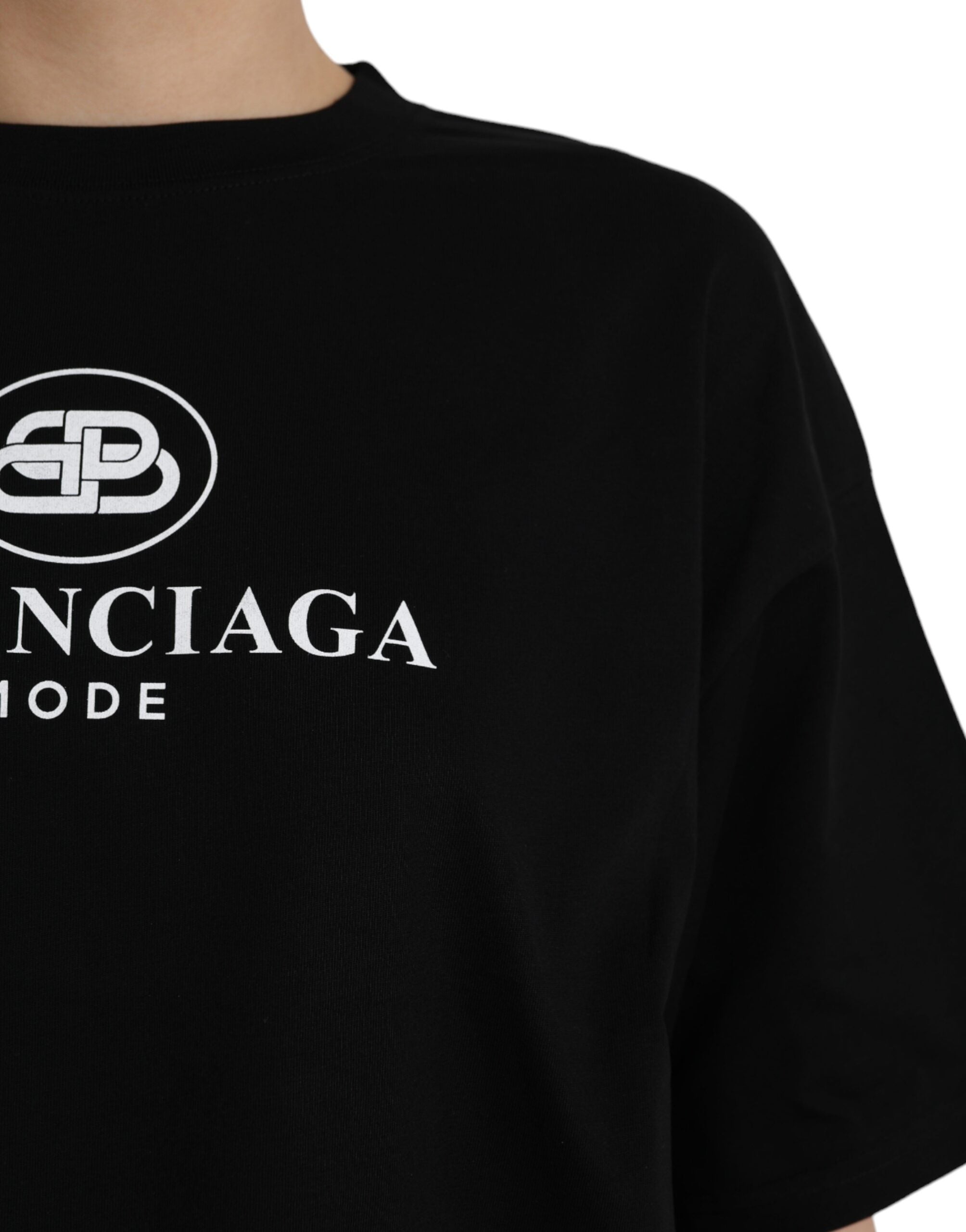 Balenciaga Black Cotton Logo Crew Neck Short Sleeves T-shirt -   -  Balenciaga.