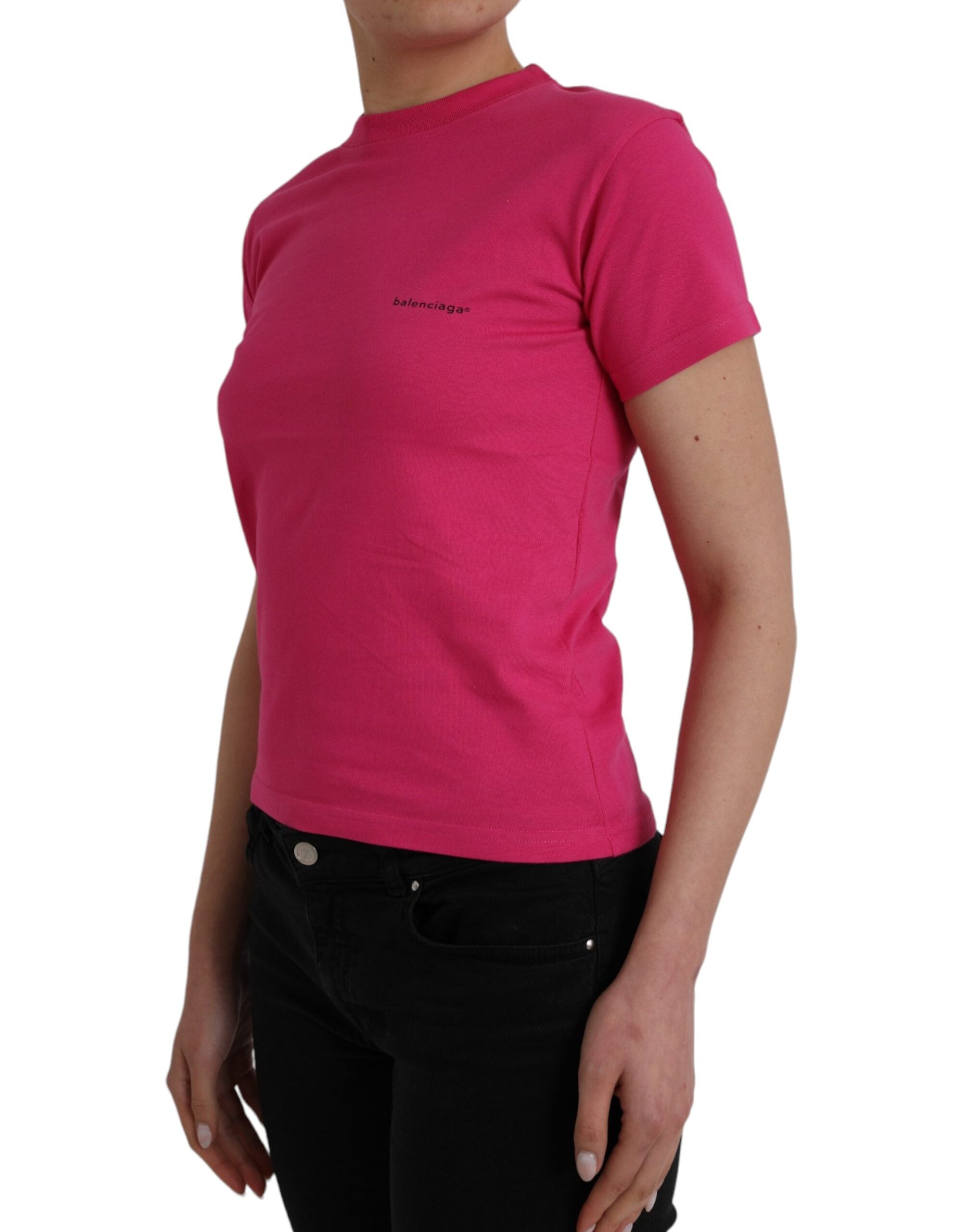 Balenciaga Pink Cotton Crew Neck Short Sleeves Tee T-shirt -   -  Balenciaga.