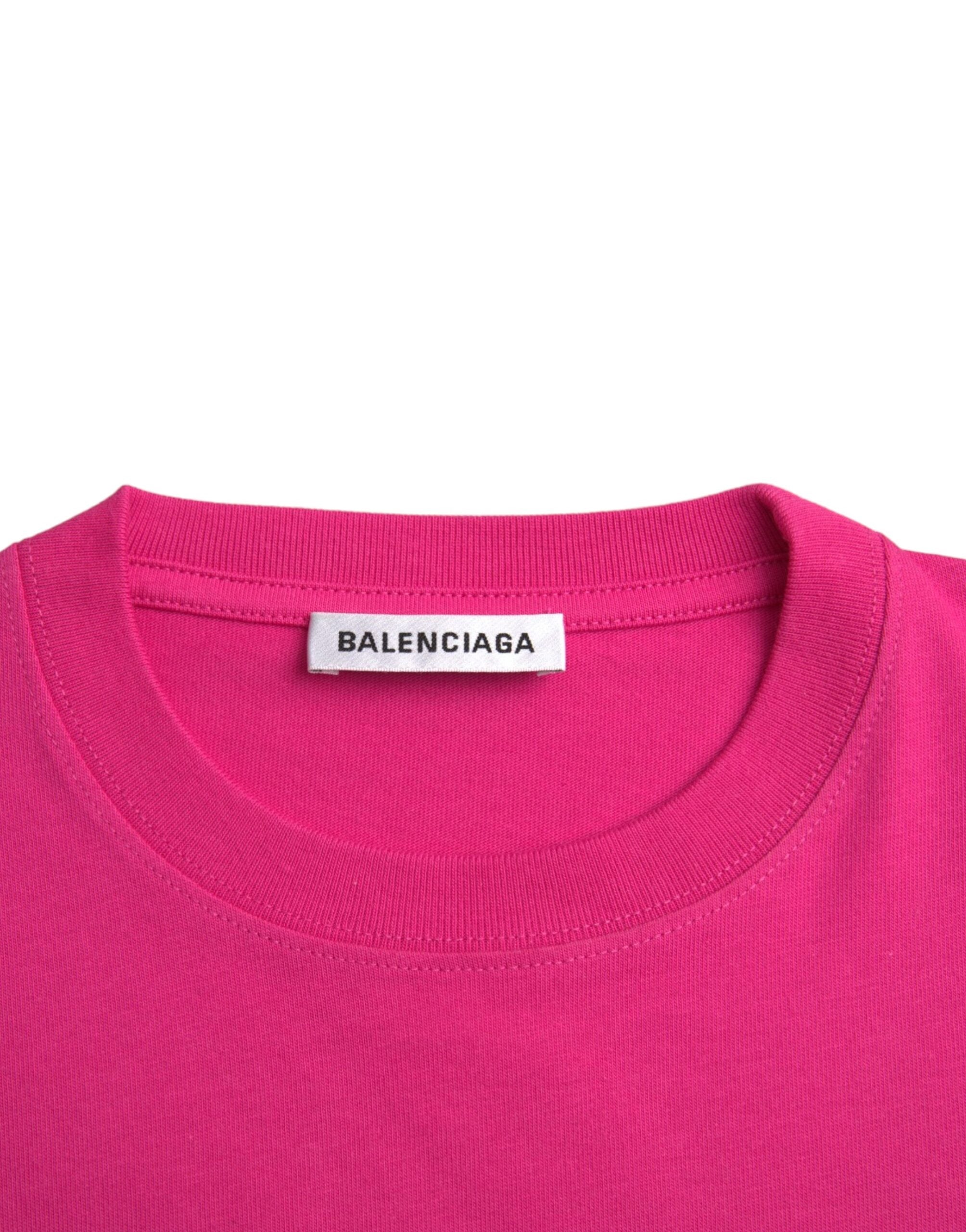 Balenciaga Pink Cotton Crew Neck Short Sleeves Tee T-shirt -   -  Balenciaga.