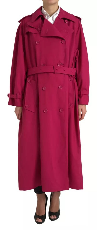 Dolce & Gabbana Dark Pink Double Breasted Trench Coat Jacket -   -  Dolce & Gabbana.