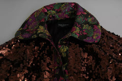 Dolce & Gabbana Multicolor Sequined Long Coat Jaquard Jacket -   -  Dolce & Gabbana.
