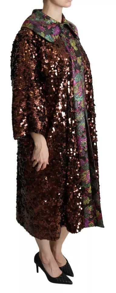 Dolce & Gabbana Multicolor Sequined Long Coat Jaquard Jacket -   -  Dolce & Gabbana.