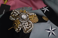 Dolce & Gabbana Blue Button Crystal Embellished Cotton Jacket -   -  Dolce & Gabbana.