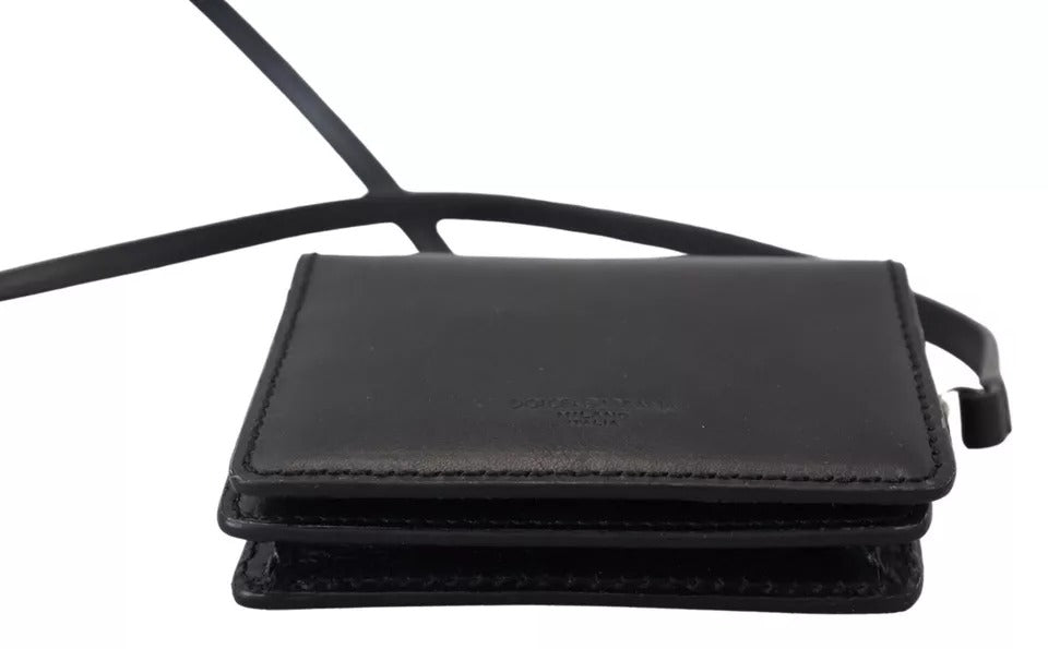 Dolce & Gabbana Black Leather Bifold Shoulder Sling Women Wallet -   -  Dolce & Gabbana.