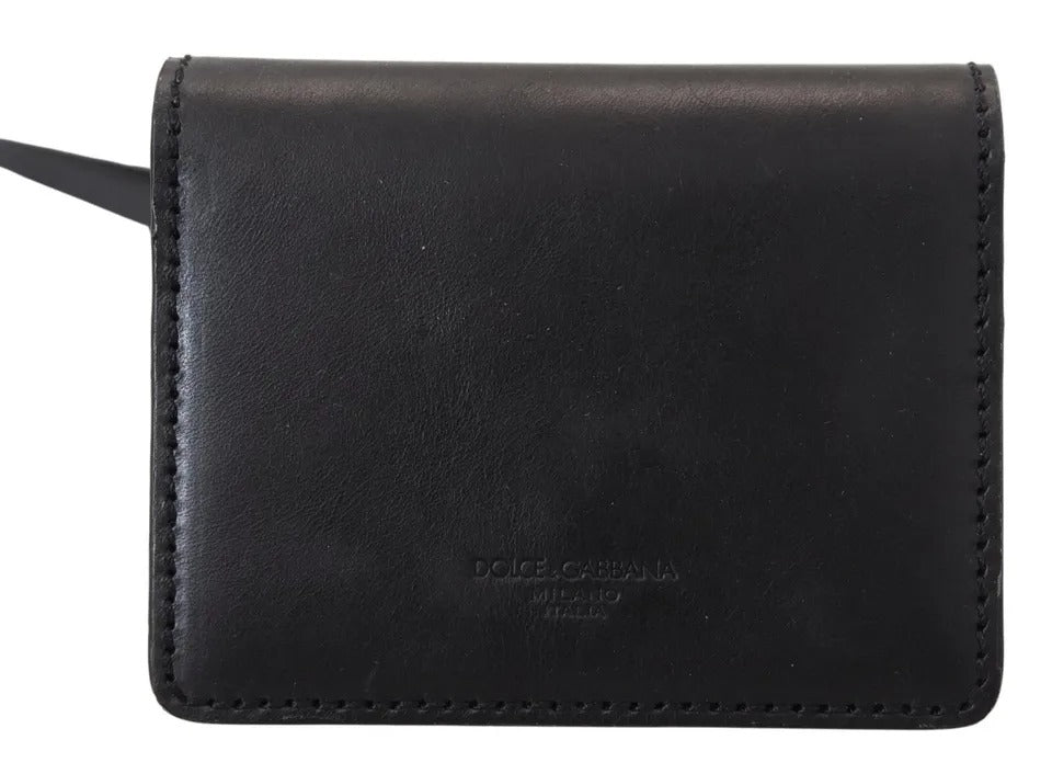 Dolce & Gabbana Black Leather Bifold Shoulder Sling Women Wallet -   -  Dolce & Gabbana.