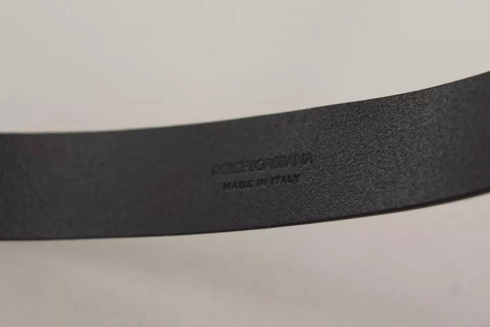 Dolce & Gabbana Black Calf Leather Logo Engraved Metal Buckle Belt -   -  Dolce & Gabbana.