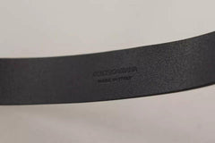 Dolce & Gabbana Black Calf Leather Logo Engraved Metal Buckle Belt -   -  Dolce & Gabbana.