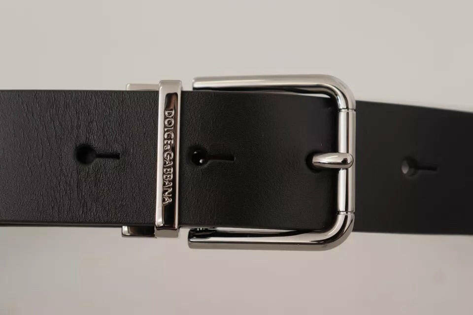 Dolce & Gabbana Black Calf Leather Logo Engraved Metal Buckle Belt -   -  Dolce & Gabbana.
