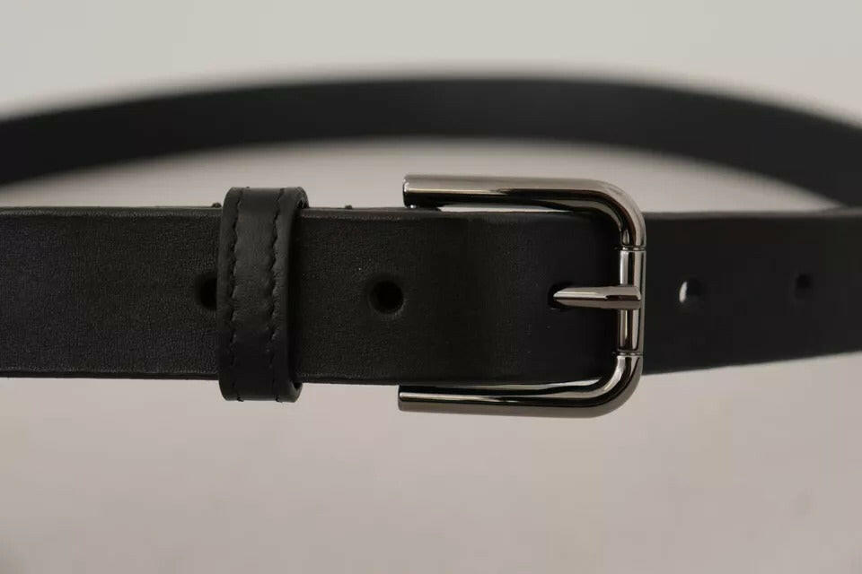 Dolce & Gabbana Black Calf Leather Classic Metal Logo Buckle Belt -   -  Dolce & Gabbana.