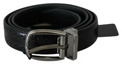 Dolce & Gabbana Black Leather Silver Metal Buckle Classic Belt -   -  Dolce & Gabbana.