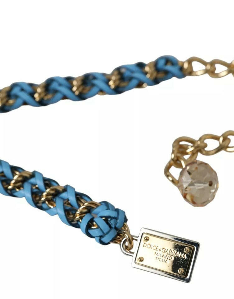 Dolce & Gabbana Blue Braided Gold Brass Chain Waist Belt -   -  Dolce & Gabbana.