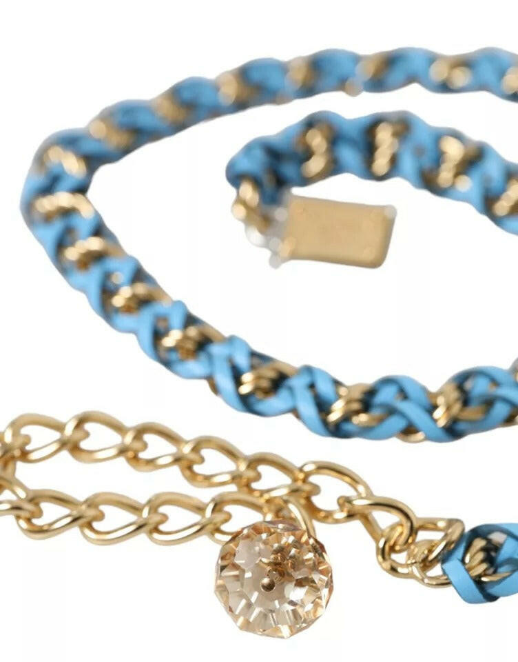 Dolce & Gabbana Blue Braided Gold Brass Chain Waist Belt -   -  Dolce & Gabbana.
