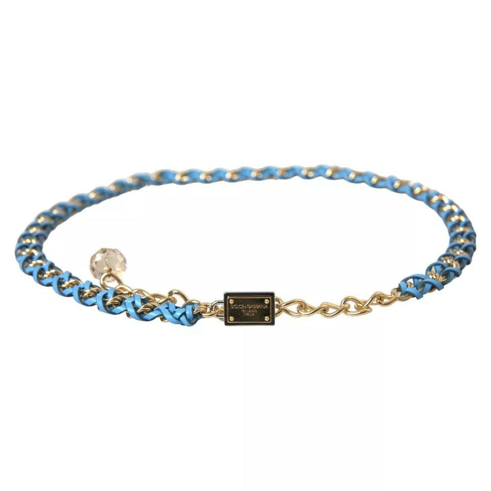 Dolce & Gabbana Blue Braided Gold Brass Chain Waist Belt -   -  Dolce & Gabbana.