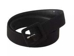 Dolce & Gabbana Black Velvet Leather Logo Waist Buckle Belt -   -  Dolce & Gabbana.
