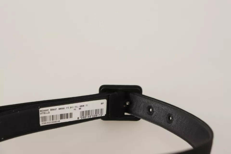 Dolce & Gabbana Black Velvet Leather Logo Waist Buckle Belt -   -  Dolce & Gabbana.