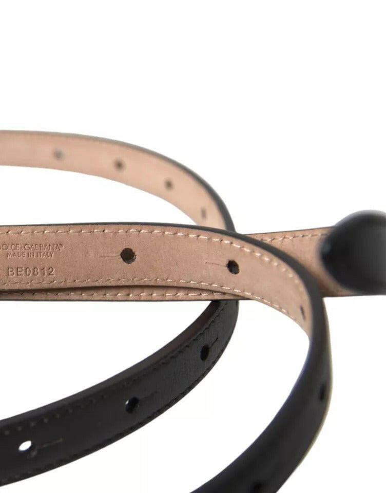 Dolce & Gabbana Dark Brown Leather Gold Metal Buckle Women Belt -   -  Dolce & Gabbana.