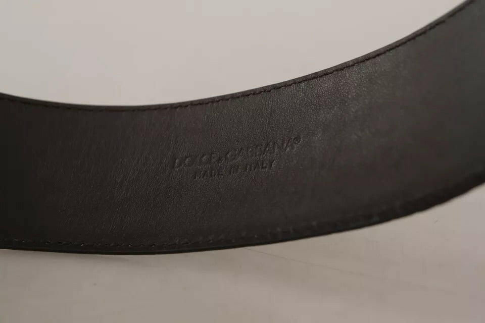 Dolce & Gabbana Brown Crocodile Pattern Leather Gold Oval Buckle Belt -   -  Dolce & Gabbana.