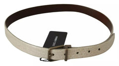 Dolce & Gabbana Cream Beige Gold Buckle Waist Leather Belt -   -  Dolce & Gabbana.