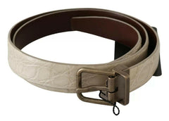 Dolce & Gabbana Cream Beige Gold Buckle Waist Leather Belt -   -  Dolce & Gabbana.