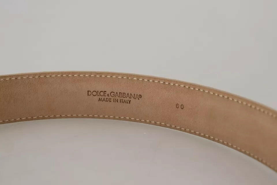 Dolce & Gabbana Beige Leather Crystal Buckle Women Belt -   -  Dolce & Gabbana.