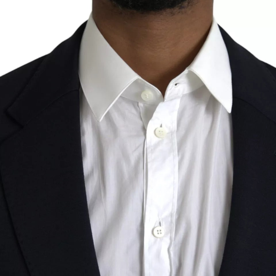 Dolce & Gabbana Blue Wool Notch Single Breasted Coat Blazer -   -  Dolce & Gabbana.