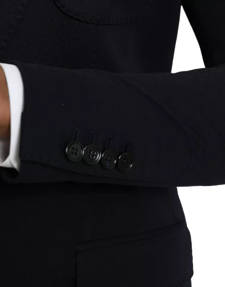 Dolce & Gabbana Blue Wool Notch Single Breasted Coat Blazer -   -  Dolce & Gabbana.