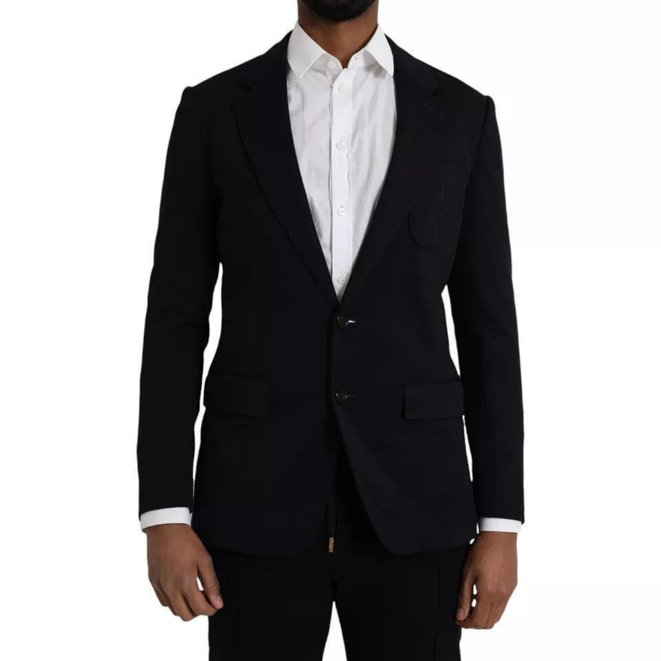 Dolce & Gabbana Blue Wool Notch Single Breasted Coat Blazer -   -  Dolce & Gabbana.